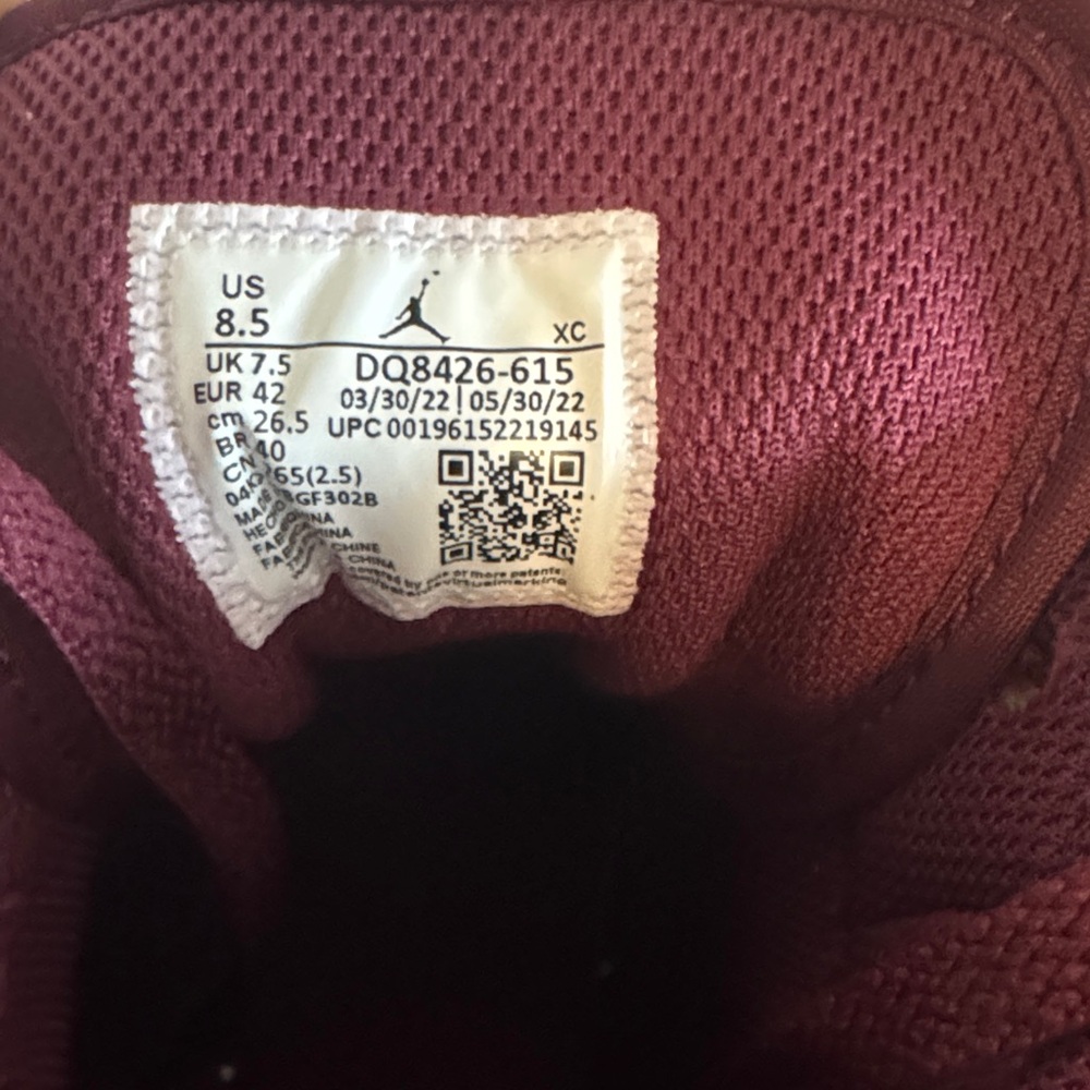 Jordan Men's Burgundy and Gray Sneakers - Picture 6 of 7